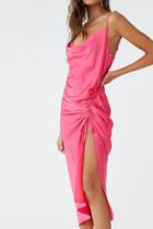 Forever21 Satin Ruched Ruffle Dress