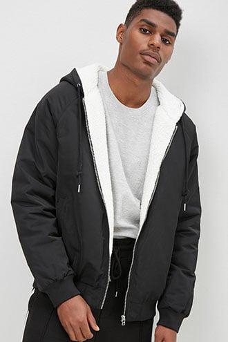 Forever21 Hooded Faux Shearling-lined Jacket