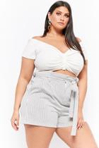 Forever21 Plus Size Pinstriped Paperbag Shorts