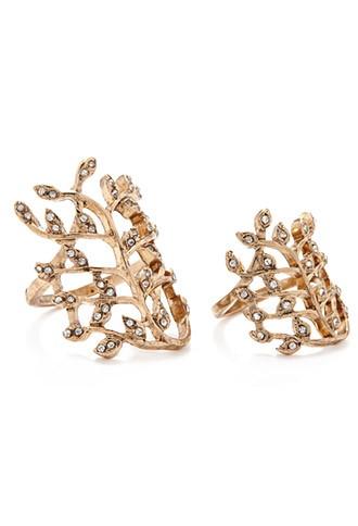 Forever21 Leaf Cocktail Ring Set