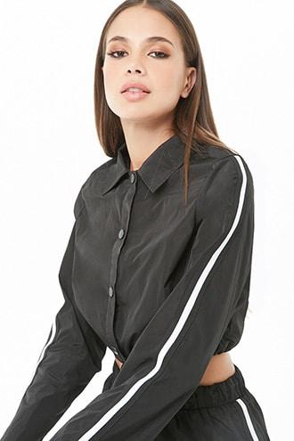 Forever21 Striped Cropped Windbreaker