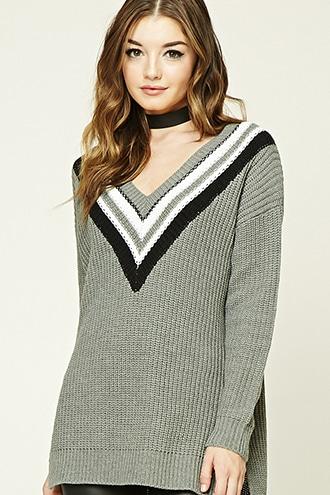 Forever21 Women's  Stripe Purl Knit Sweater