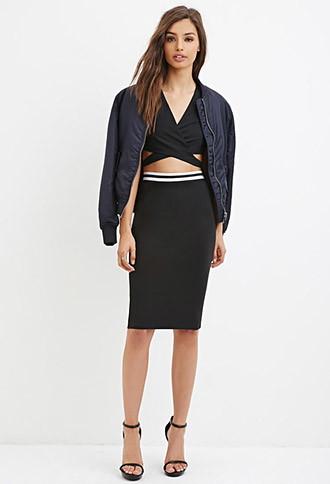 Forever21 Women's  Varsity-striped Pencil Skirt