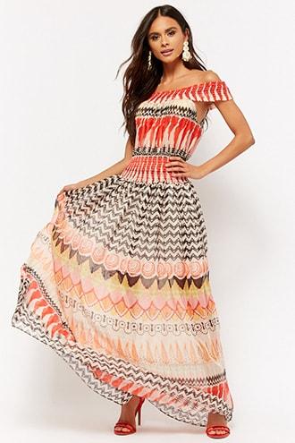 Forever21 Ornate Off-the-shoulder Maxi Dress