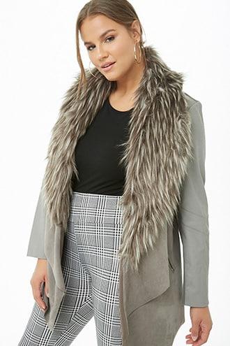 Forever21 Plus Size Dex Faux Fur-collar Jacket