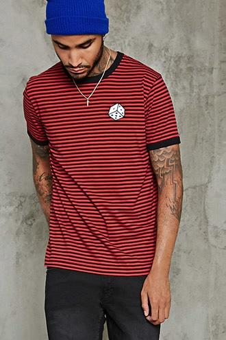Forever21 Dice Graphic Striped Ringer Tee