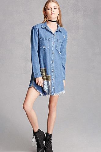 Forever21 Denim Camo Patch Dress