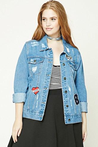 Forever21 Plus Size Patch Denim Jacket