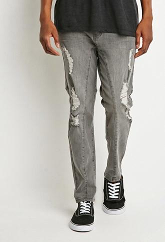 21 Men Men's  Paneled Slim Fit Jeans