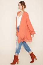 Love21 Women's  Lobster Bisque Contemporary Crepe Cardigan