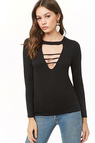 Forever21 Long Sleeve Lace-up Top