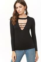 Forever21 Long Sleeve Lace-up Top
