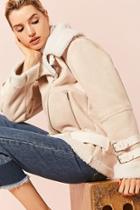 Forever21 Faux Shearling & Suede Moto Jacket