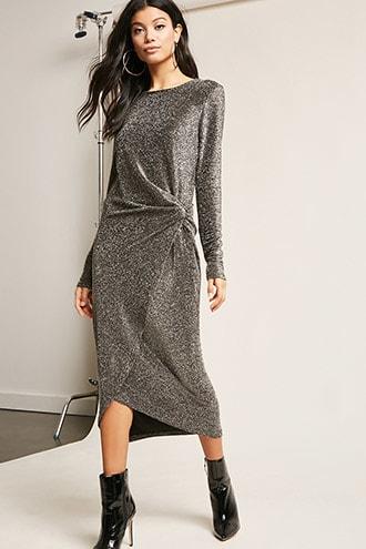 Forever21 Twist-front Lurex Maxi Dress