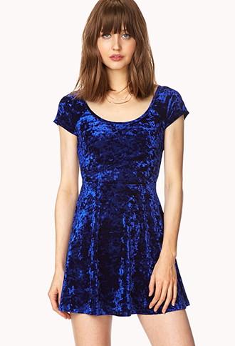 Forever21 Women's Velveteen Skater Dress