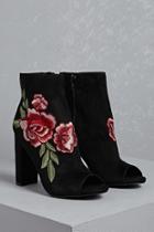 Forever21 Embroidered Floral Ankle Boots