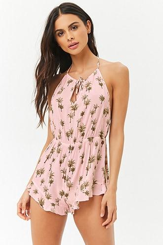 Forever21 Palm Tree Swim Cover-up Romper