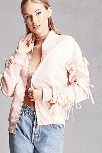 Forever21 Ribbon Tie Bomber Jacket