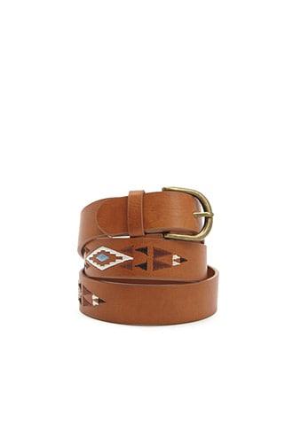Forever21 Embroidered Faux Leather Belt