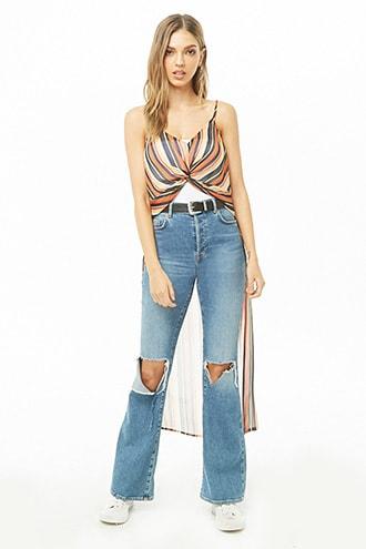 Forever21 Variegated Stripe High-low Top