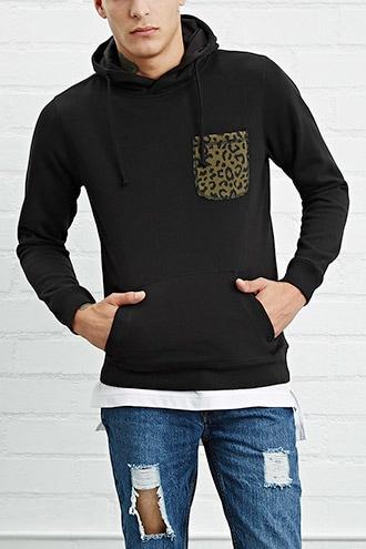 21 Men Men's  Cheetah-pocket Hoodie