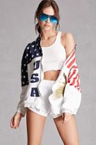 Forever21 Repurposed Usa Graphic Jacket