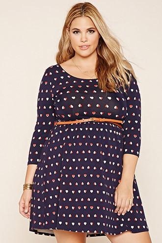 Forever21 Plus Women's  Plus Size Heart Mini Dress