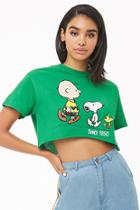 Forever21 Peanuts Graphic Raw-cut Hem Cropped Tee