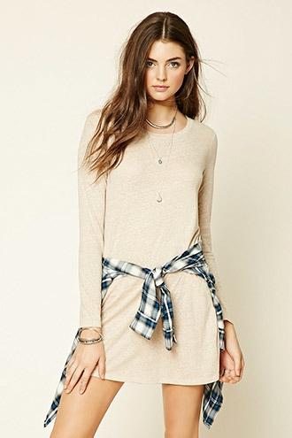 Forever21 Women's  Taupe Heathered Shift Dress