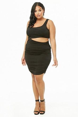 Forever21 Plus Size Cutout Ruched One-shoulder Dress