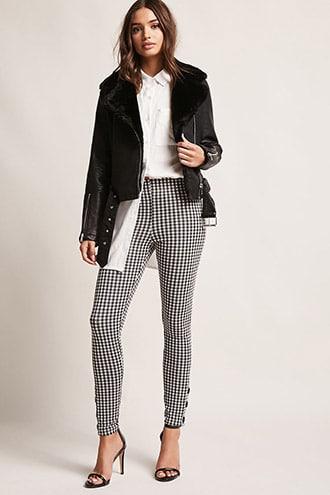 Forever21 Gingham Button-hem Pants