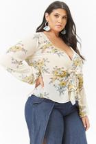 Forever21 Plus Size Floral Chiffon Tie-front Top