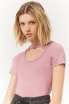 Forever21 Ribbed Crisscross Scoop-neck Top