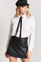 Forever21 Textured Chiffon Self-tie Bow Shirt