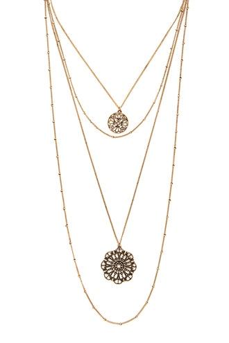 Forever21 Antique Gold Ornate Pendant Necklace