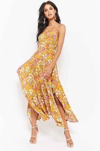 Forever21 Tropical Handkerchief Maxi Dress