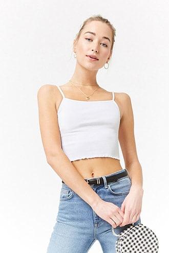 Forever21 Cropped Lettuce-edge Cami