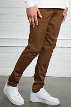 21 Men Men's  Brown Cotton-blend Slim Fit Pants