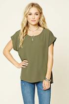 Forever21 Women's  Olive Classic Boxy Top