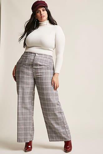 Forever21 Plus Size Glen Plaid Wide-leg Pants