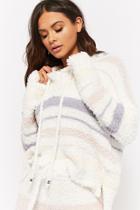 Forever21 Striped Fuzzy Knit Hoodie