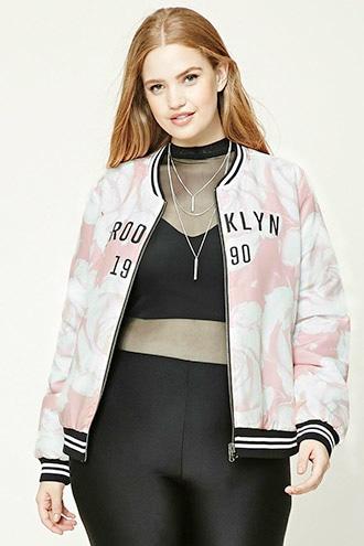 Forever21 Plus Size Floral Bomber Jacket