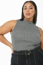 Forever21 Plus Size Houndstooth Pattern Crop Top