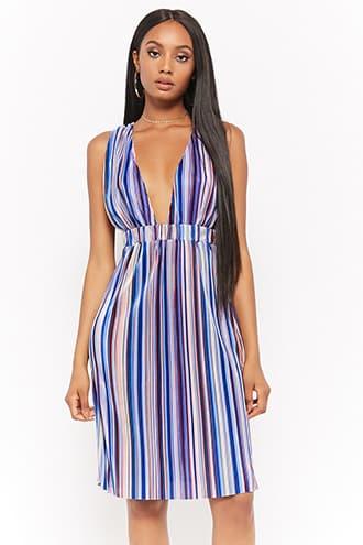 Forever21 Striped Micro-pleated Dress