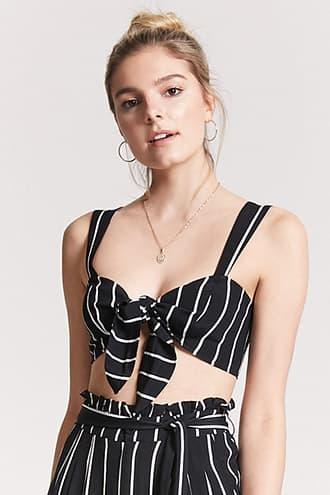 Forever21 Stripe Tie-front Crop Top