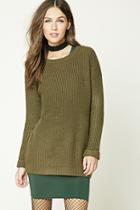 Forever21 Women's  Olive Purl Knit Sweater
