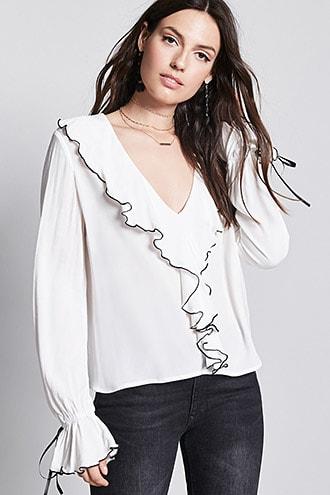 Forever21 Contemporary Ruffle Collar Top