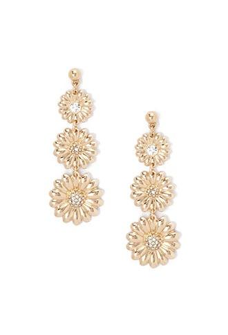 Forever21 Etched Flower Drop Earrings