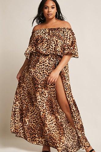 Forever21 Plus Size Eta Cheetah Print Maxi Dress