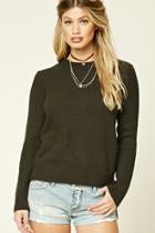 Forever21 Women's  Olive Heather Knit Sweater Top